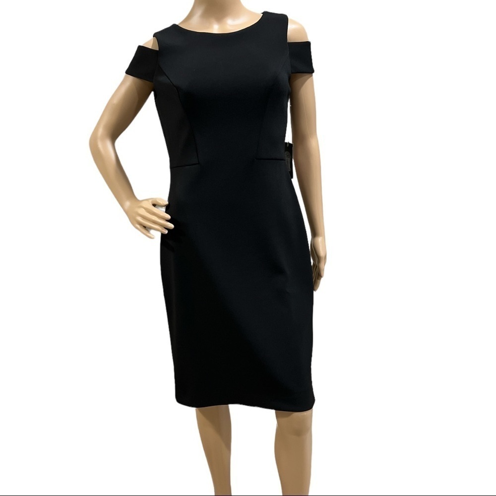 Vince Camuto Cold-Shoulder Sheath Formal Dress Black Size 4‎